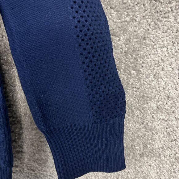 Faith & Zoe Cardigan Sweater Womens Medium Navy Blue Mesh Long Sleeve Open - Picture 3 of 12